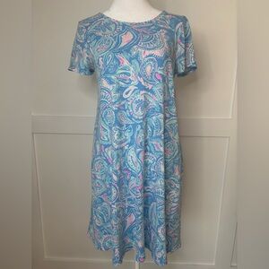 Lilly Pulitzer Blue and Pink Paisley Midi Dress size small excellent condition